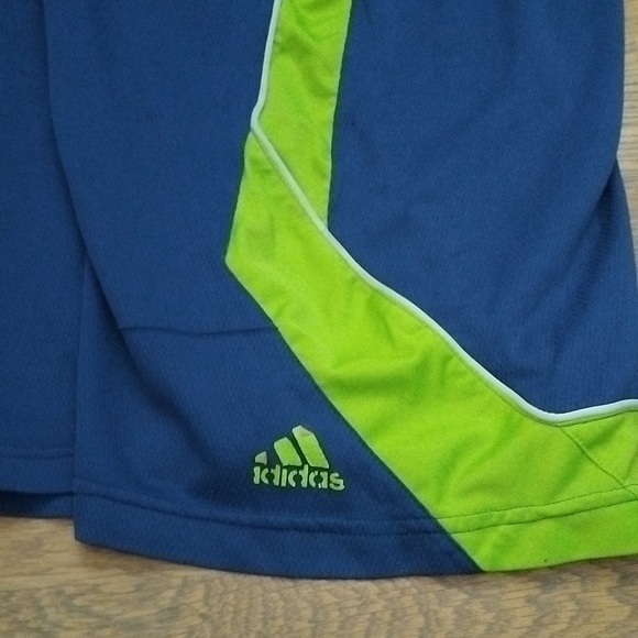 Adidas Basketball Shorts Youth Size 10/13 Blue and Lime Green - Picture 9 of 13